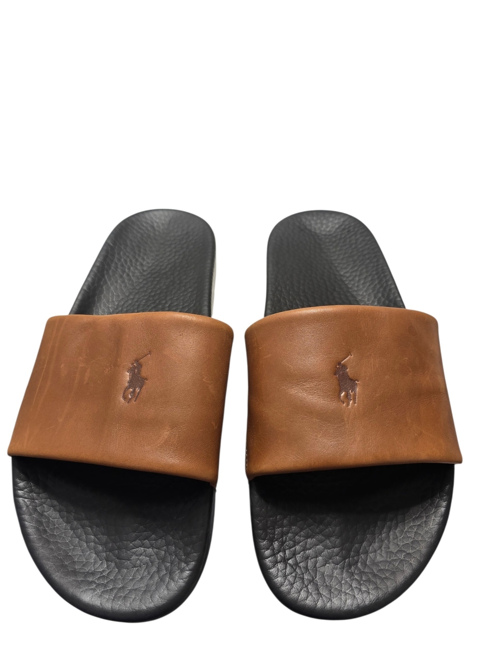 Polo by Ralph Lauren Signature Pony Men’s Brown Leather Slide Sandals Size 12